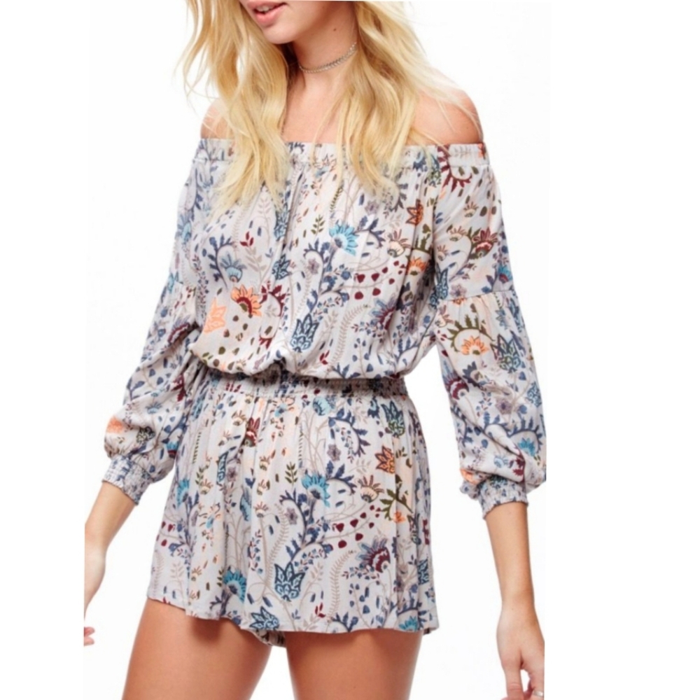 Free People Floral Off-Shoulder Romper